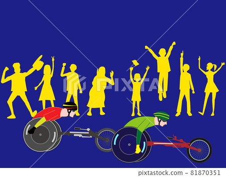 People who support wheelchair marathon athletes. People who support wheelchair marathon athletes. 81870351