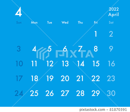 2022 日曆四月藍色 x 白色 81870391
