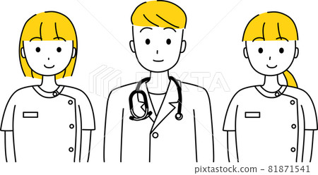 Medical worker female and male upper body 3 person set Medical worker female and male upper body 3 person set 81871541