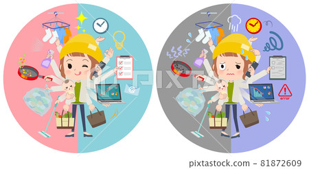 一組辦公室和私人同時處理多項任務的休閒時尚女性 81872609