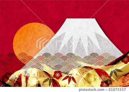 富士新年卡日本紙背景 富士新年卡日本紙背景 81873337