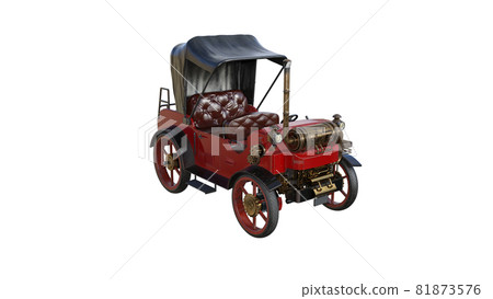 3d model of an old car rendered at different angles, isolated on a white background. 3D rendering, 3D illustration. 81873576