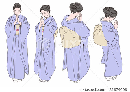 A woman worshiping a kimono A woman worshiping a kimono 81874008