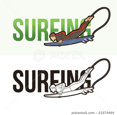 Surfing Text with Sport Player Graphic Vector 81874464
