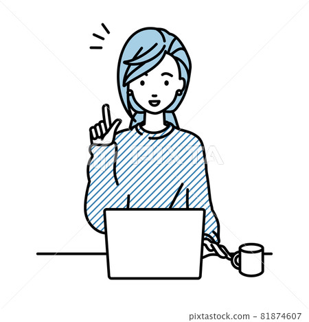 一位遠程工作的女性坐在辦公桌前,打開電腦,激發靈感 一位遠程工作的女性坐在辦公桌前,打開電腦,激發靈感 81874607