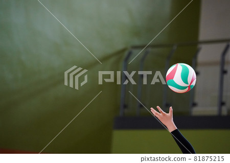Volleyball player at the moment of trying to hit the serve 81875215