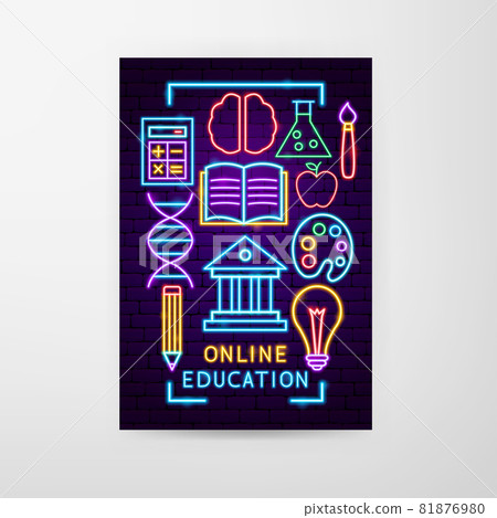 Online Education Neon Flyer 81876980