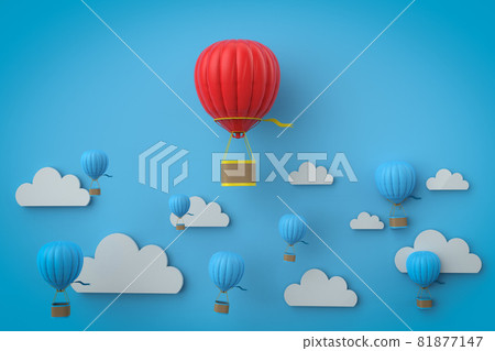 Leadership concept with hot air balloon above others 81877147