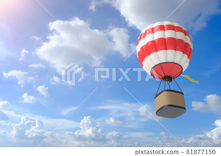 hot air balloon with cloud on blue sky hot air balloon with cloud on blue sky 81877150