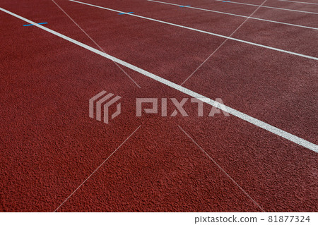 Track and field track line at the athletics stadium 81877324