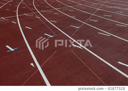 Track and field track line at the athletics stadium 81877328