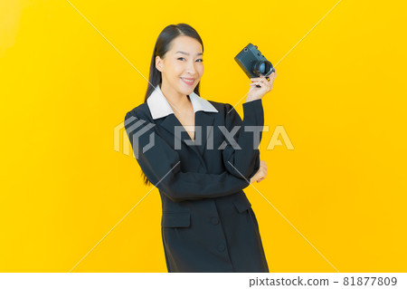 Portrait beautiful young asian woman use camera 81877809