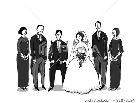 新娘和新郎和親戚，父母，（新娘：禮服2）西服，婚紗，結婚，婚禮 81878154