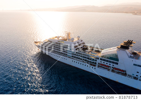 Luxury cruise liner near the coast, aerial view 81878713