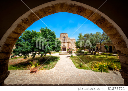 Monastery of Saint Barnabas in Cyprus, inner courtyard Monastery of Saint Barnabas in Cyprus, inner courtyard 81878721
