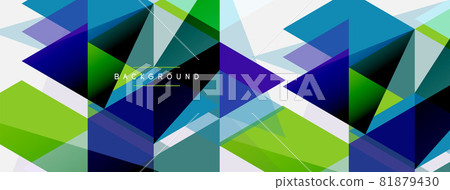 Color triangles composition, geometric abstract background. Techno or business concept, pattern for wallpaper, banner, background, landing page 81879430