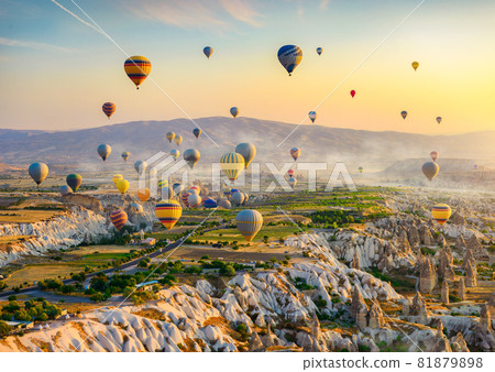 Hot air balloons at sunrise 81879898