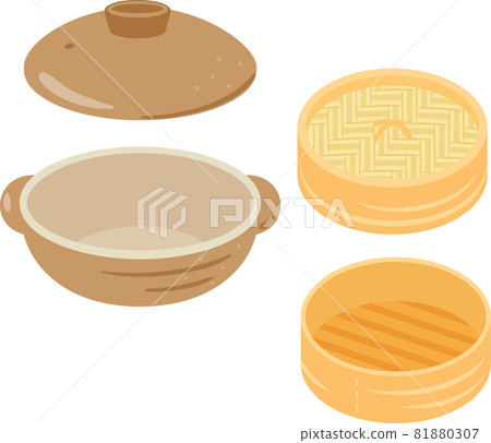 Earthenware pot and steamer with open lid Earthenware pot and steamer with open lid 81880307