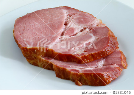 Two slices of smoked neck of pork Two slices of smoked neck of pork 81881046