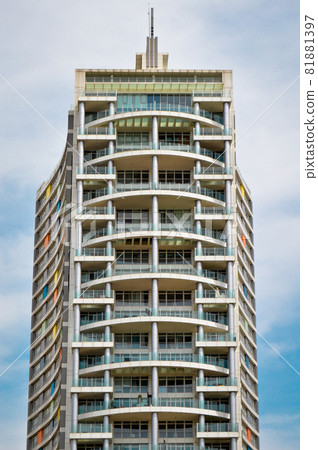 Modern housing apartments and details. Facade, center. District, condominium 81881397