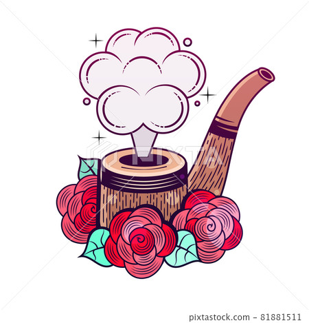 Smoke pipe. Illustration. Black and white view. Smoke pipe. Illustration. Black and white view. 81881511