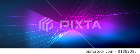 Neon shiny color background with light glowing wave line particles. Wallpaper background, design templates for business or technology presentations, internet posters or web brochure covers Neon shiny color background with light glowing wave line particles. Wallpaper background, design templates for business or technology presentations, internet posters or web brochure covers 81882083