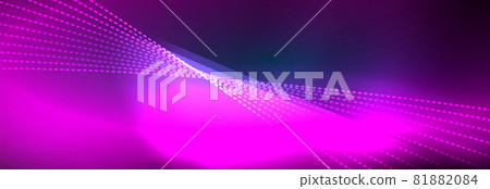 Neon shiny color background with light glowing wave line particles. Wallpaper background, design templates for business or technology presentations, internet posters or web brochure covers 81882084