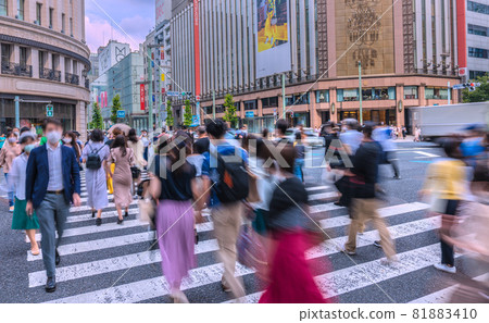 Tokyo cityscape of Japan View of Ginza under the state of emergency (extended until 9th, 30th declaration) = September 11th Tokyo cityscape of Japan View of Ginza under the state of emergency (extended until 9th, 30th declaration) = September 11th 81883410