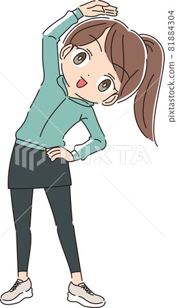 一個穿著運動服做準備運動的女人 一個穿著運動服做準備運動的女人 81884304
