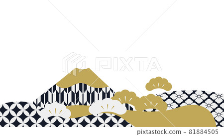 New Year's card material with Mt. Fuji and Japanese pattern New Year's card material with Mt. Fuji and Japanese pattern 81884505