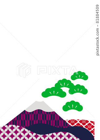 New Year's card material with Mt. Fuji and Japanese pattern New Year's card material with Mt. Fuji and Japanese pattern 81884509