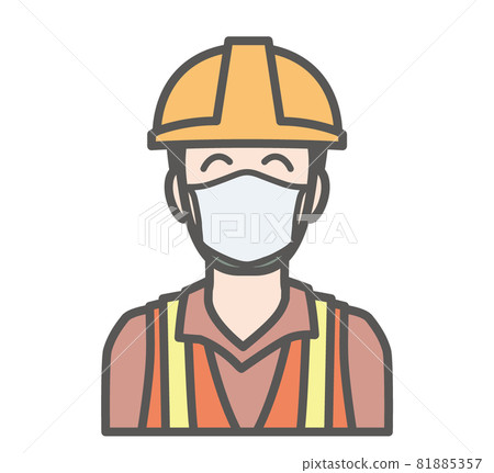 戴著面具的微笑建築工人的圖標 戴著面具的微笑建築工人的圖標 81885357