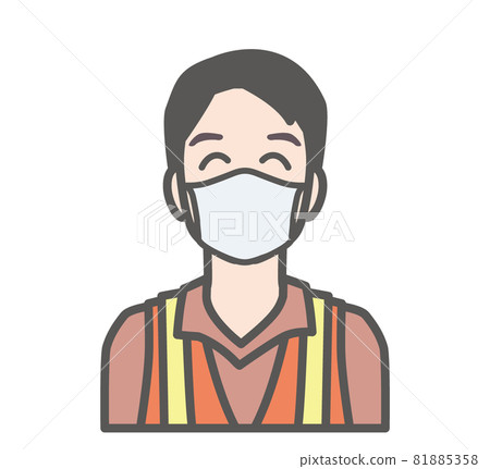 戴著面具的微笑建築工人的圖標 戴著面具的微笑建築工人的圖標 81885358