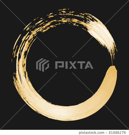 Gold hand drawn circle paint vector brush stroke isolated on black background. Abstract vector golden acrylic textured smear spot. Banner design template Gold hand drawn circle paint vector brush stroke isolated on black background. Abstract vector golden acrylic textured smear spot. Banner design template 81886276