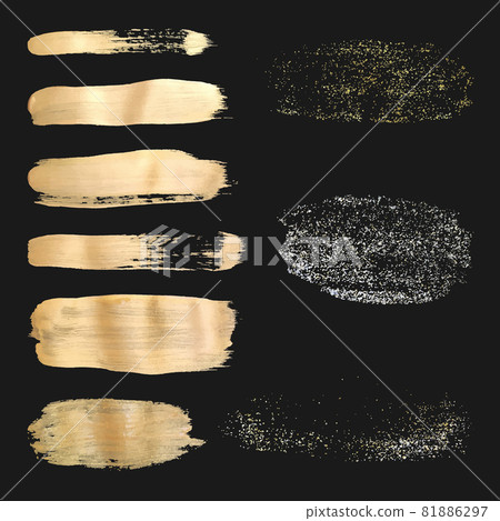 Collection of Golden Paint Strokes To Make a Background Stock