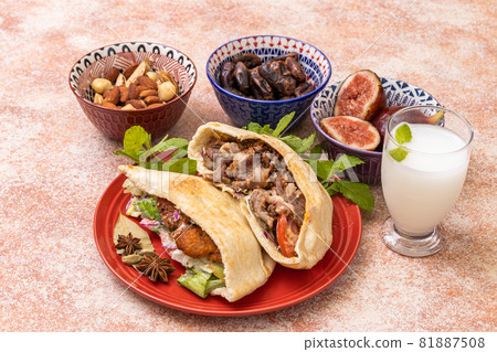 Kebab and falafel sandwiches 81887508