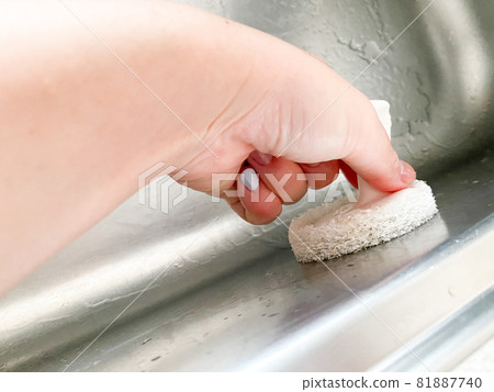 清潔水槽的女人的手 81887740