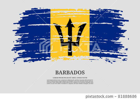 Barbados flag with brush stroke effect and information text poster, vector Barbados flag with brush stroke effect and information text poster, vector 81888686