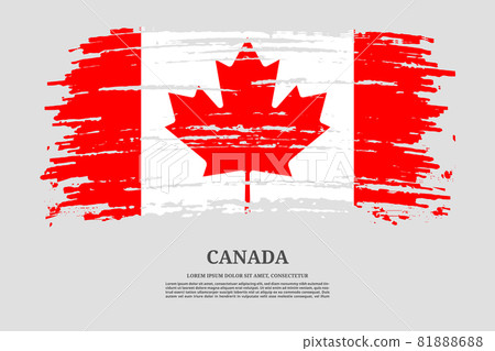 Canada flag with brush stroke effect and information text poster, vector 81888688