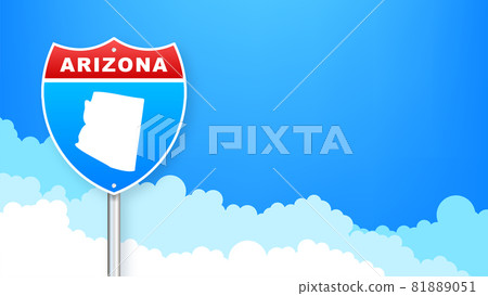 Arizona map on road sign. Welcome to State of Arizona. Vector illustration. 81889051