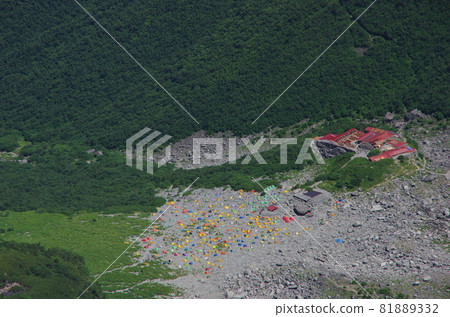 長野縣松本市日本阿爾卑斯100名山夏季奧穗高山路線上的Seitengrad從Seitengrad看到的Karasawa 81889332