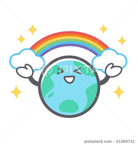地球與彩虹一起歡欣的插圖 81889732
