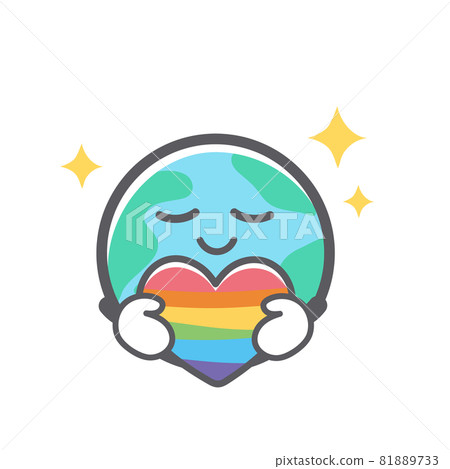 Illustration of the earth holding a rainbow-colored heart Illustration of the earth holding a rainbow-colored heart 81889733