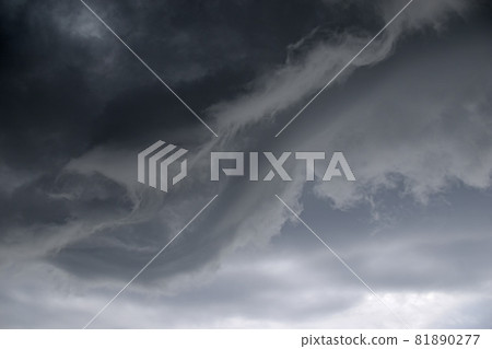 Storm hurricane blue leaden torn clouds on the horizon Storm hurricane blue leaden torn clouds on the horizon 81890277