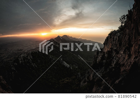 The Kyrenia Mountain Range at sunset. Kyrenia district, Cyprus The Kyrenia Mountain Range at sunset. Kyrenia district, Cyprus 81890542