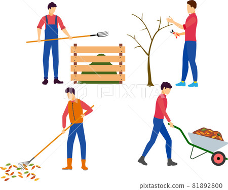 People working in garden in autumn cartoon flat vector illustration People working in garden in autumn cartoon flat vector illustration 81892800