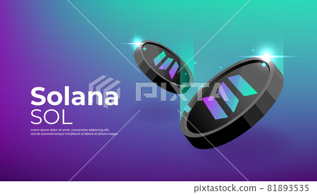 Solana coin banner. SOL coin cryptocurrency concept banner background. 81893535