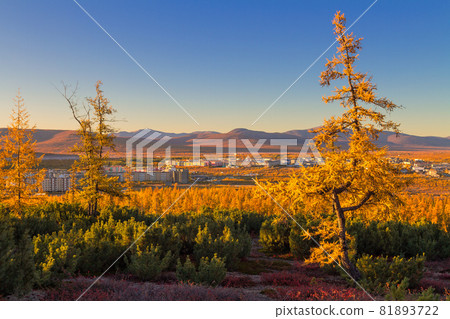 Autumn in Bilibino city, Chukotka, Russia. 81893722