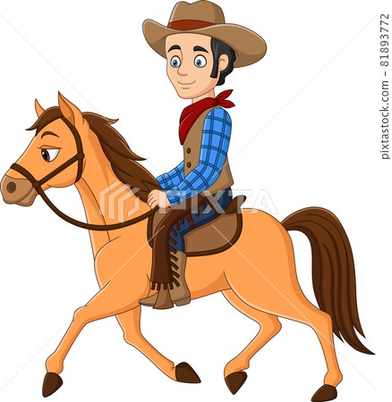 Cartoon cowboy riding on a horse - Stock Illustration [81893772] - PIXTA