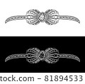Round ribbon-shaped tiara studded with pearls Hand-drawn line drawing illustration_039 81894533